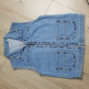 Northern Isles Women's embellished boho denim full zip vest